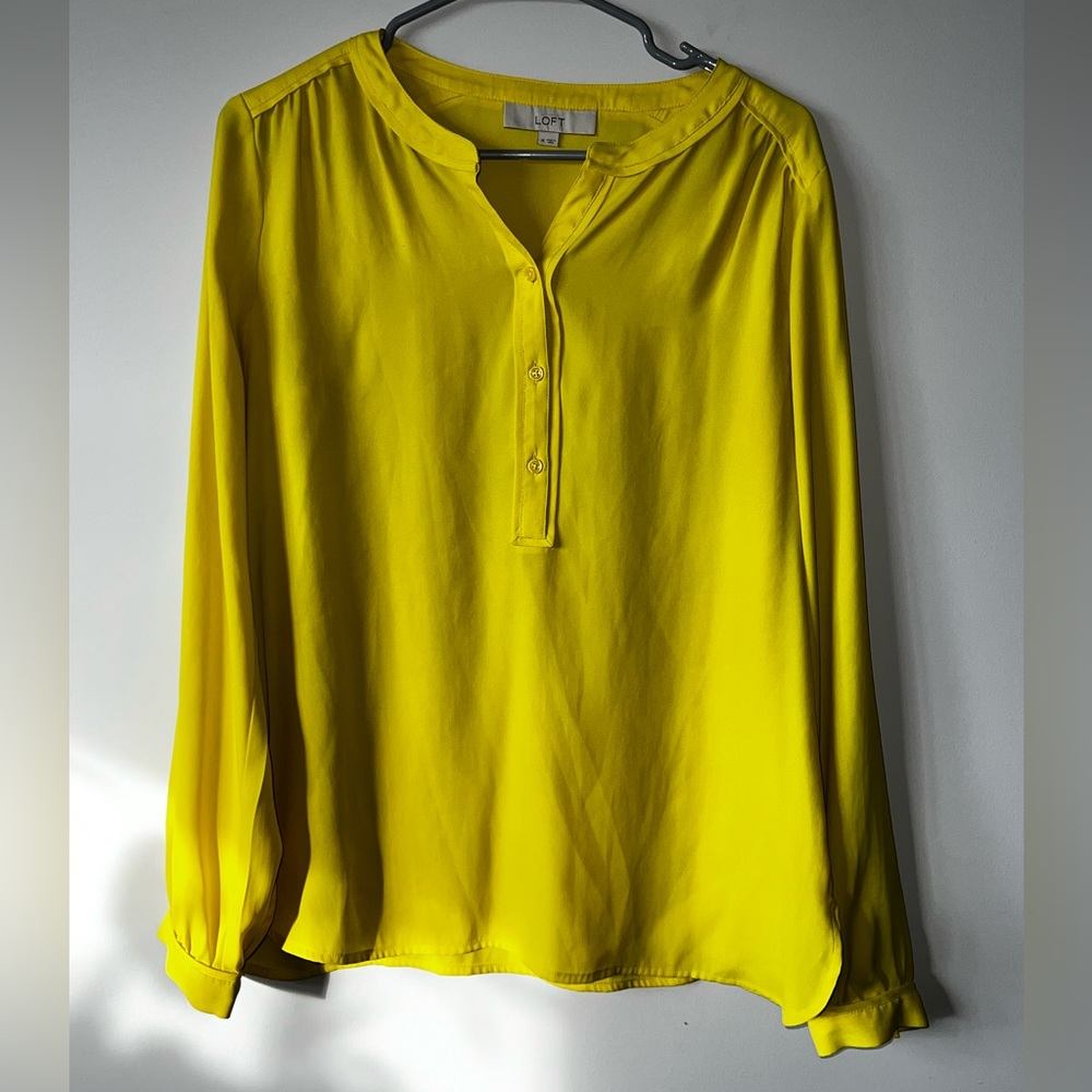 Yellow Loft Quarter Button Blouse